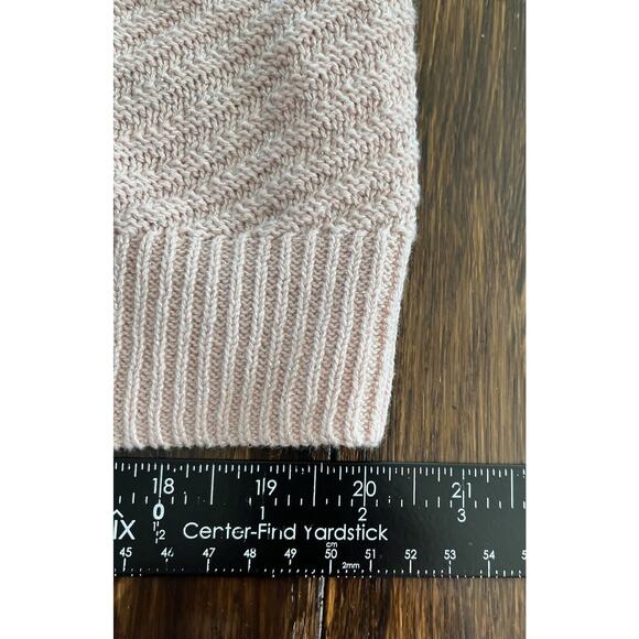 CHAPS Pink Metallic Shimmer Chevron Knit Long Sleeve Sweater Size L - Picture 6 of 9